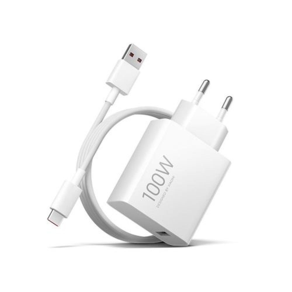 Xiaomi Mi Travel Charger Combo Σετ με καλώδιο φόρτισης USB-A σε Type-C 1m, 100W Λευκό EU BHR095VEU