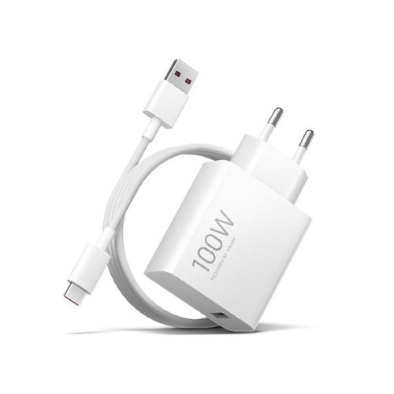 Xiaomi Mi Travel Charger Combo Σετ με καλώδιο φόρτισης USB-A σε Type-C 1m, 100W Λευκό EU BHR095VEU