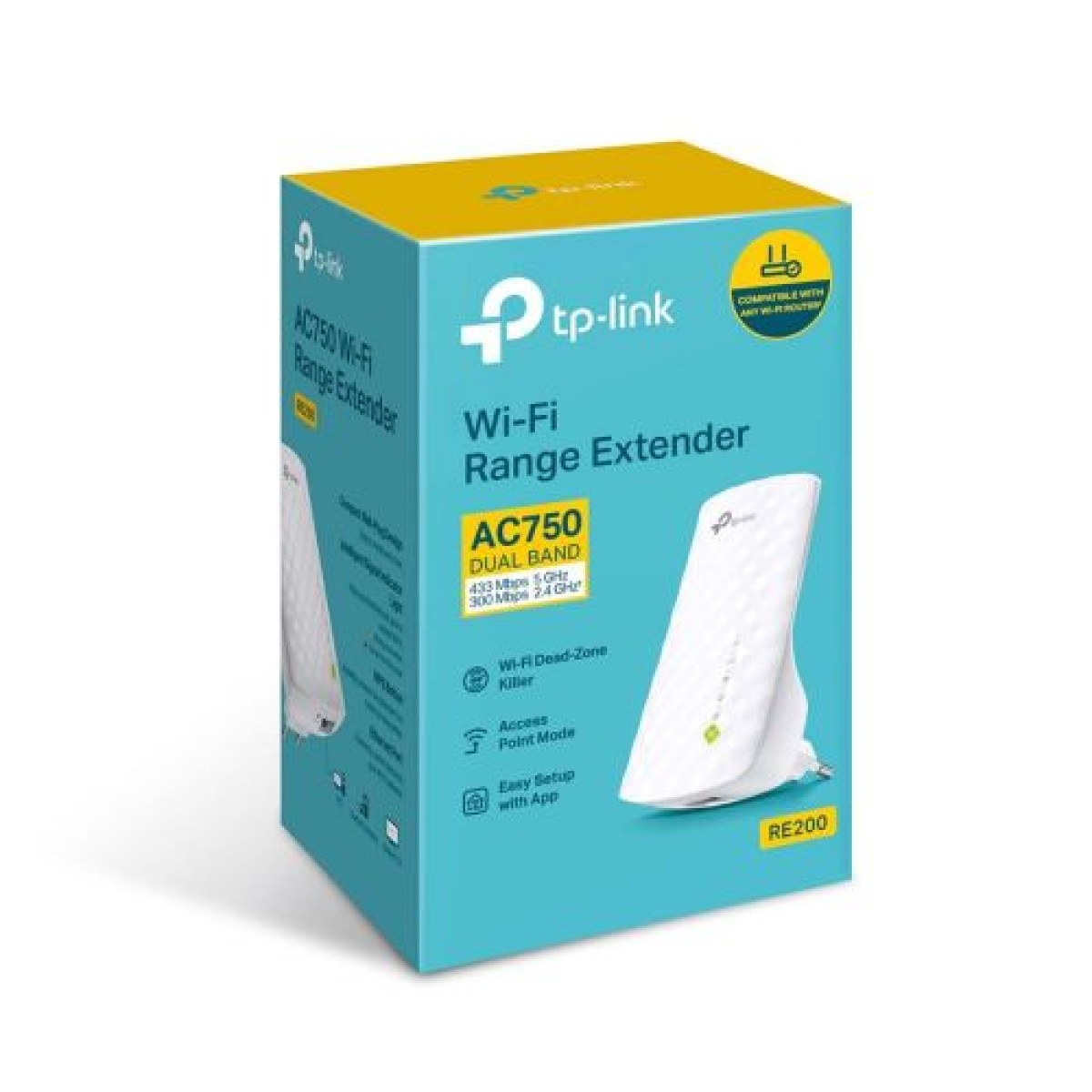 TP-Link Range Extender Επιτοίχιος βύσμα Wi-Fi RE200 AC750, 750 Mb/s, Λευκό EU