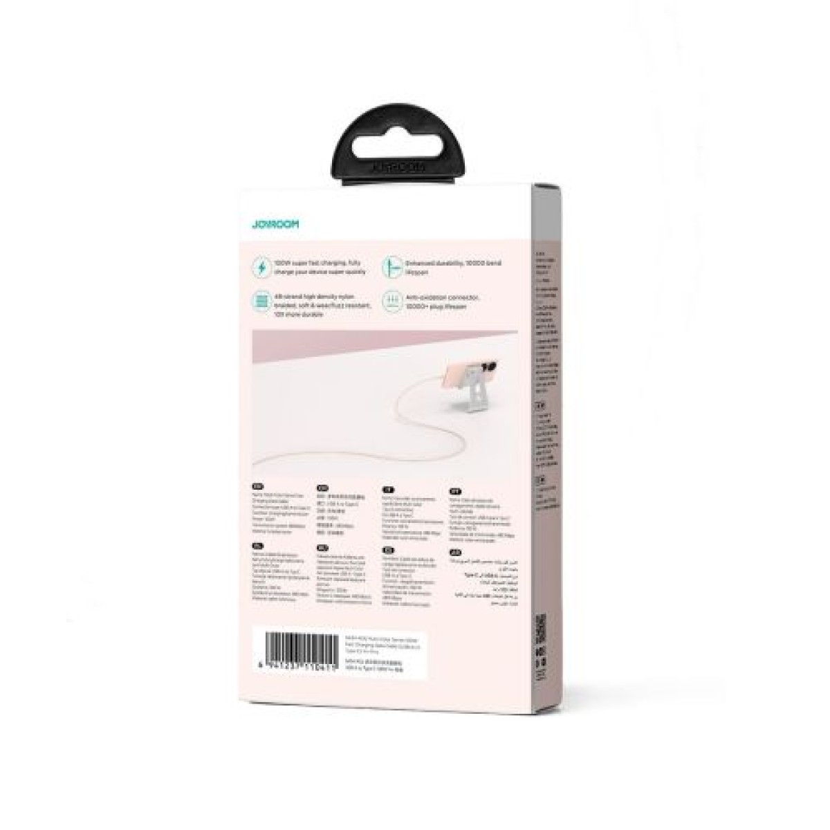 Joyroom USB - Καλώδιο γρήγορης φόρτισης και δεδομένων σειράς πολλαπλών χρωμάτων Type-C, 100W, 1m, Ροζ (S-A34)