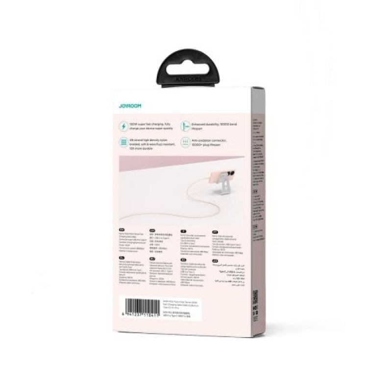 Joyroom USB - Καλώδιο γρήγορης φόρτισης και δεδομένων σειράς πολλαπλών χρωμάτων Type-C, 100W, 1m, Ροζ (S-A34)