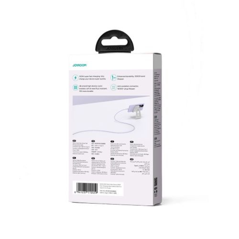 Joyroom USB - Καλώδιο γρήγορης φόρτισης και δεδομένων σειράς πολλαπλών χρωμάτων Type-C, 100W, 1m, Μωβ (S-A34)