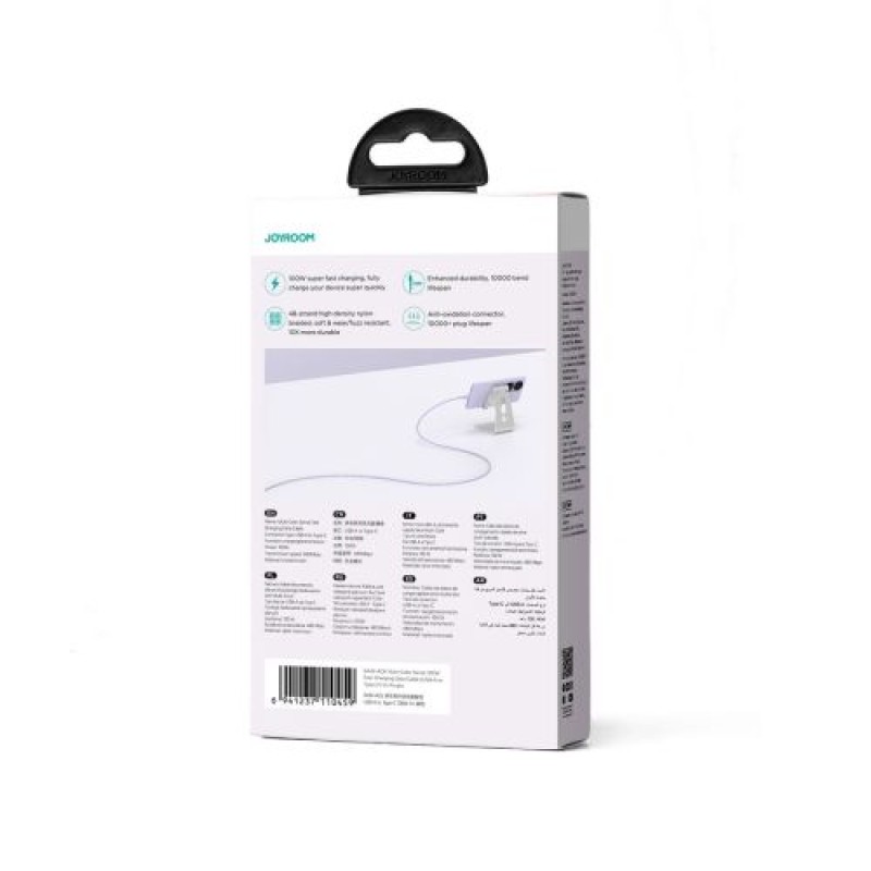 Joyroom USB - Καλώδιο γρήγορης φόρτισης και δεδομένων σειράς πολλαπλών χρωμάτων Type-C, 100W, 1m, Μωβ (S-A34)