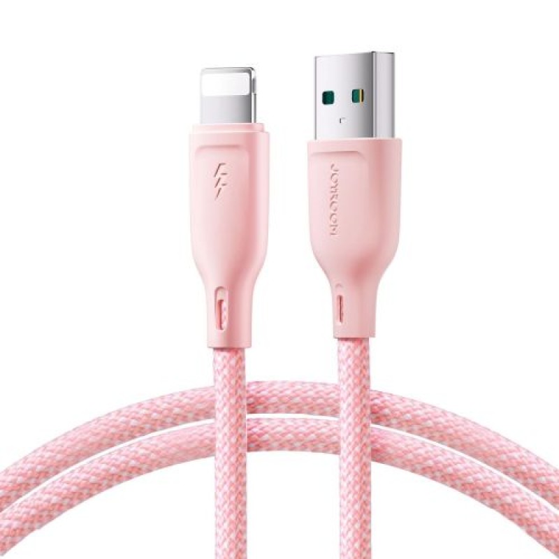 Joyroom USB - Καλώδιο Lightning Multi-Color Series A14, 480mb/s, 3A, 1,2m, Ροζ (SA34-AL3)