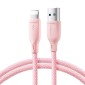 Joyroom USB - Καλώδιο Lightning Multi-Color Series A14, 480mb/s, 3A, 1,2m, Ροζ (SA34-AL3)