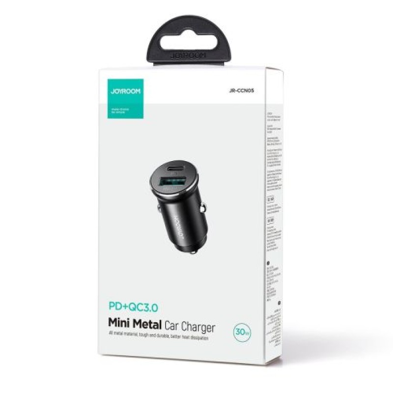 Joyroom Car Charger Mini, C+U, 30W, Μαύρο (JR-CCN05)