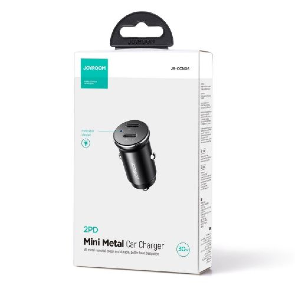 Joyroom Car Charger Mini, C+C, 30W, Μαύρο (JR-CCN06)