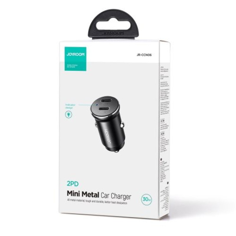 Joyroom Car Charger Mini, C+C, 30W, Μαύρο (JR-CCN06)