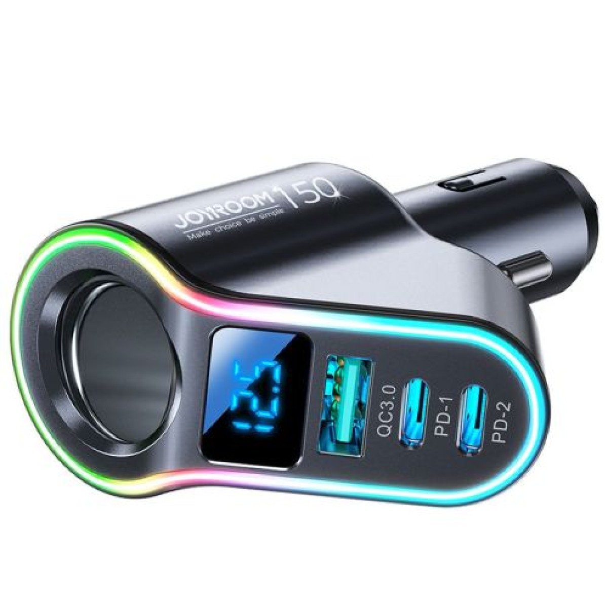 Φορτιστής αυτοκινήτου Joyroom 4 σε 1, Πομπός Bluetooth Fm C+C+U+Cigarette, PD 150W, Μαύρο (JR-CL21)