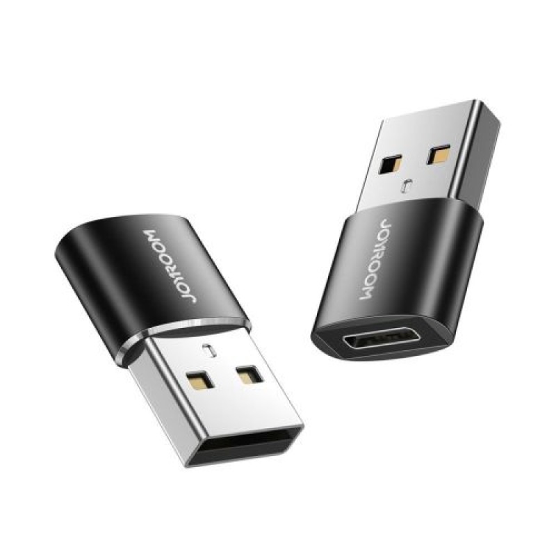 Προσαρμογέας Joyroom, Αρσενικό USB 3.2 Gen 1 σε Θηλυκό Type-C σε Αρσενικό USB, (2 τεμ.), Μαύρο (S-H152)
