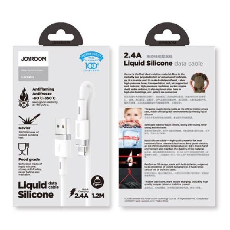 Joyroom Lightning - Καλώδιο USB 2.4A, 1.2m, Λευκό (S-1224N2)