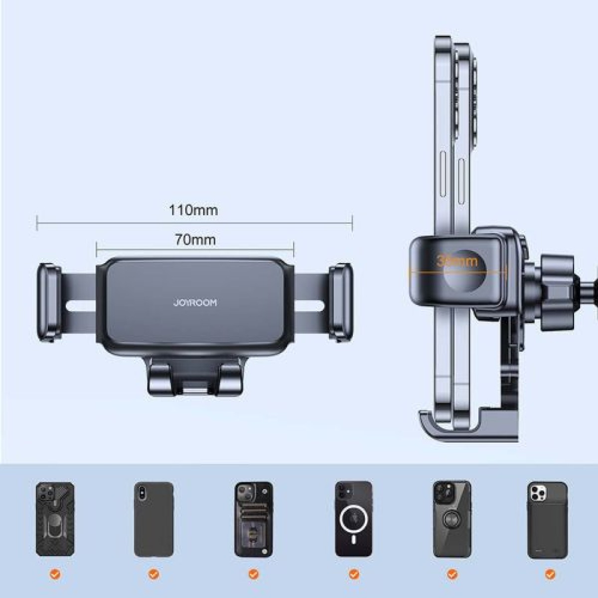 Joyroom Car Mount Clamp Holder 360 Rotation (Έκδοση ταμπλό) 4,7-6,7 ίντσες, Μαύρο (JR-ZS283)