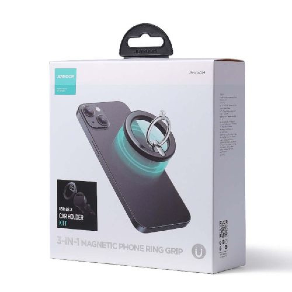 Joyroom Car Mount Magnetict Kit για έξοδο αέρα (Στήριγμα αυτοκινήτου, Μαγνητικός δακτύλιος, Μαγνητικό Καπάκι) Μαύρο (JR-ZS294)