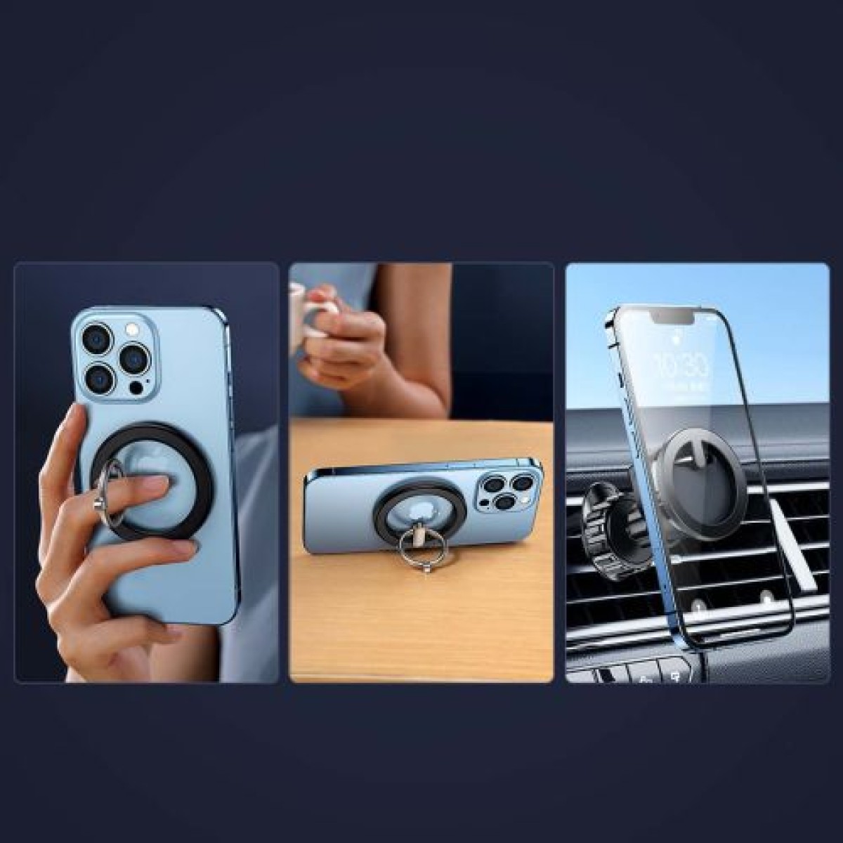 Joyroom Car Mount Magnetict Kit για έξοδο αέρα (Στήριγμα αυτοκινήτου, Μαγνητικός δακτύλιος, Μαγνητικό Καπάκι) Μαύρο (JR-ZS294)