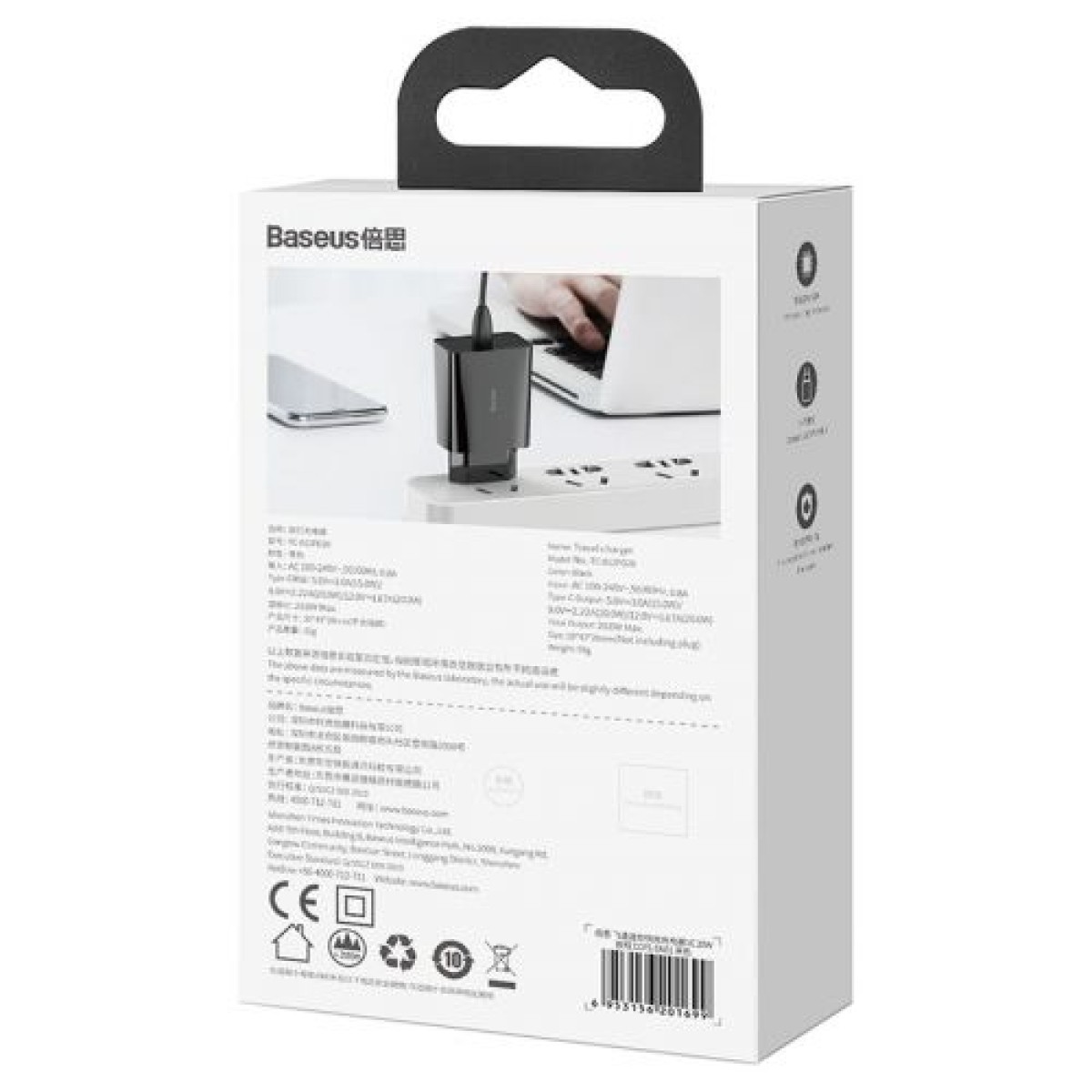 Baseus Travel Charger Speed ​​Mini 1C Quick Charger 20W EU Black (CCFS-SN01)