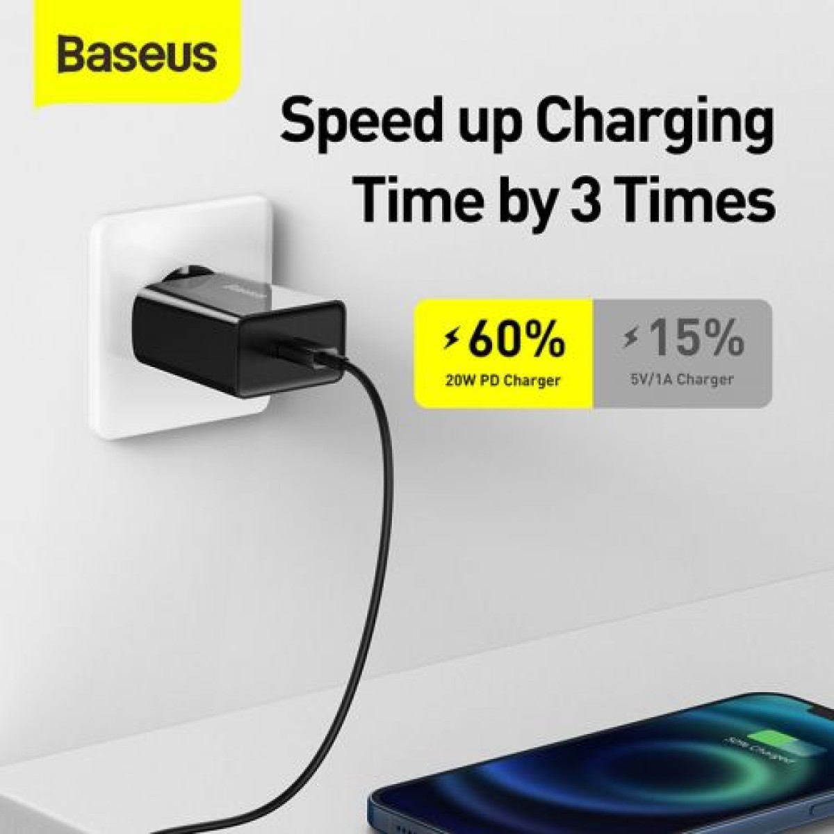 Baseus Travel Charger Speed ​​Mini 1C Quick Charger 20W EU Black (CCFS-SN01)