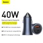 Baseus Car Charger Golden Contactor Pro Dual Quick Charger U+C Power Delivery 3.0 Quick Charge 4, SCP FCP AFC 40W Dark Grey (CCJD-0G)
