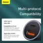 Baseus Car Charger Golden Contactor Pro Dual Quick Charger U+C Power Delivery 3.0 Quick Charge 4, SCP FCP AFC 40W Dark Grey (CCJD-0G)