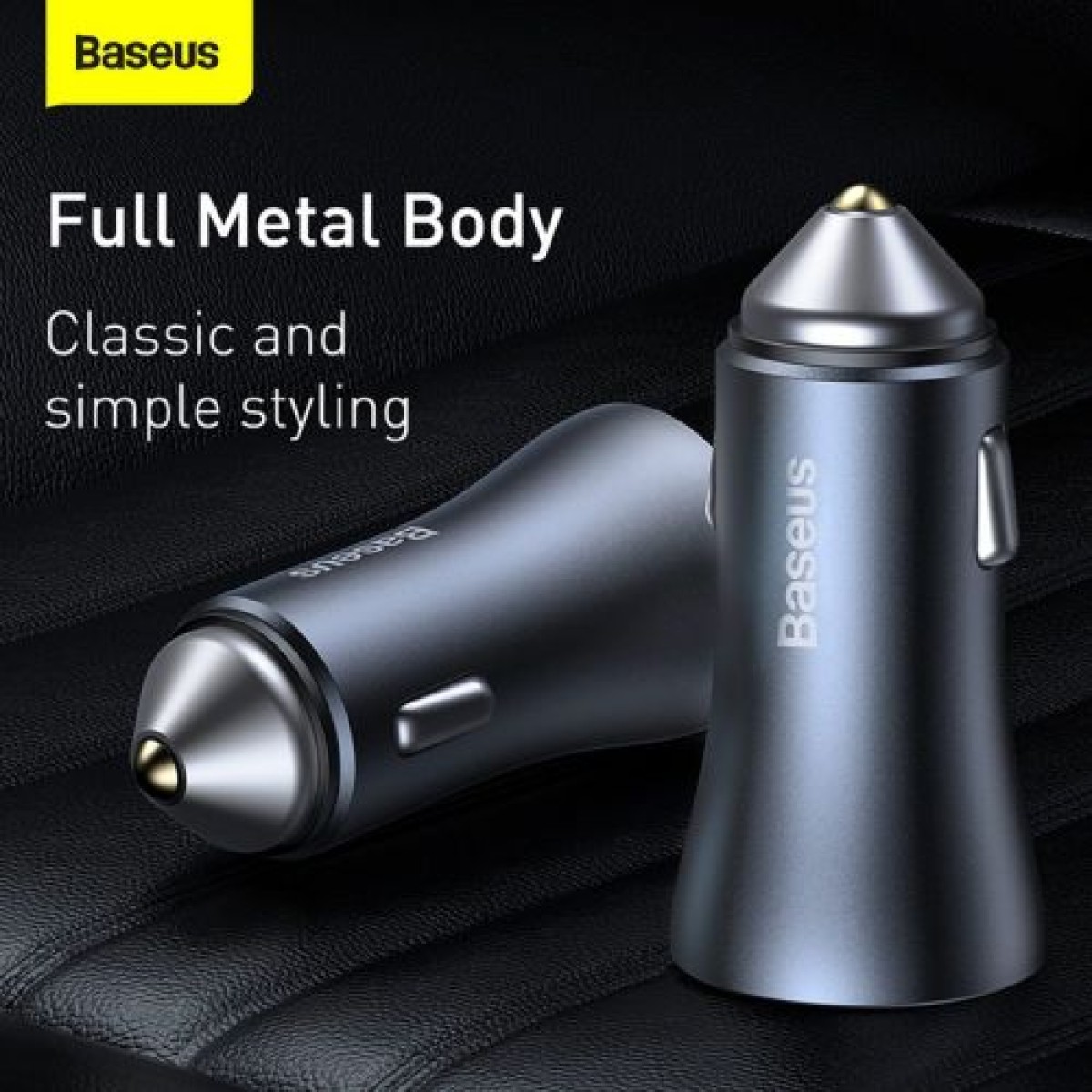 Baseus Car Charger Golden Contactor Pro Dual Quick Charger U+C Power Delivery 3.0 Quick Charge 4, SCP FCP AFC 40W Dark Grey (CCJD-0G)