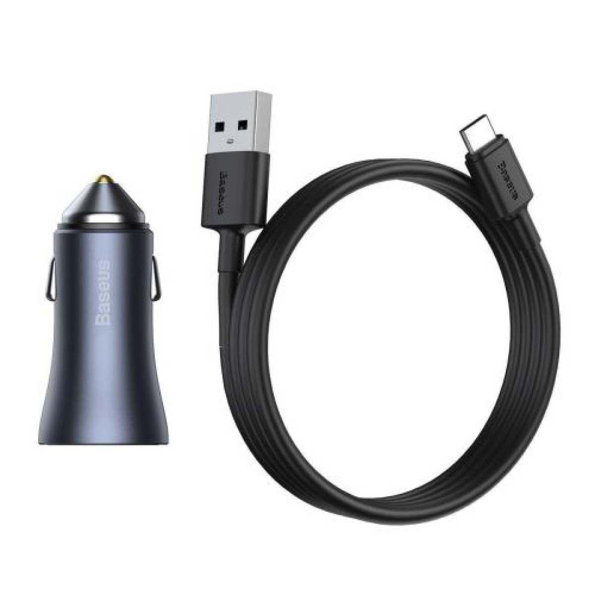 Baseus Car Charger Golden Contactor Pro Dual Quick Charger U+C, PD 3.0, QC 4+, SCP FCP AFC (με καλώδιο USB - Type C 1m) Γκρι (TZCCJD-0G)