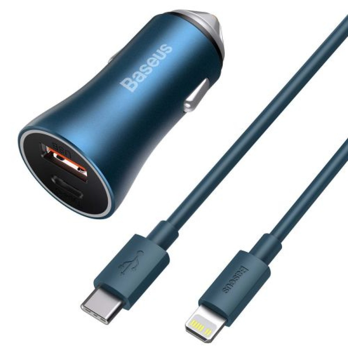 Baseus Car Charger Golden Contactor Pro Dual Quick Charger U+C, PD 3.0, QC 4+, SCP FCP AFC (με Type-C - Lightning 1m Blue) 40W μπλε (TZCCJD-03)