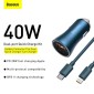 Baseus Car Charger Golden Contactor Pro Dual Quick Charger U+C, PD 3.0, QC 4+, SCP FCP AFC (με Type-C - Lightning 1m Blue) 40W μπλε (TZCCJD-03)