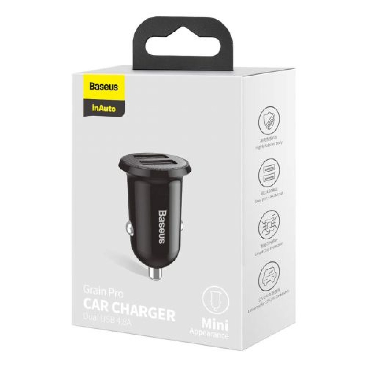 Baseus Car Charger Grain Pro Dual USB 4.8A Μαύρο (CCALLP-01)