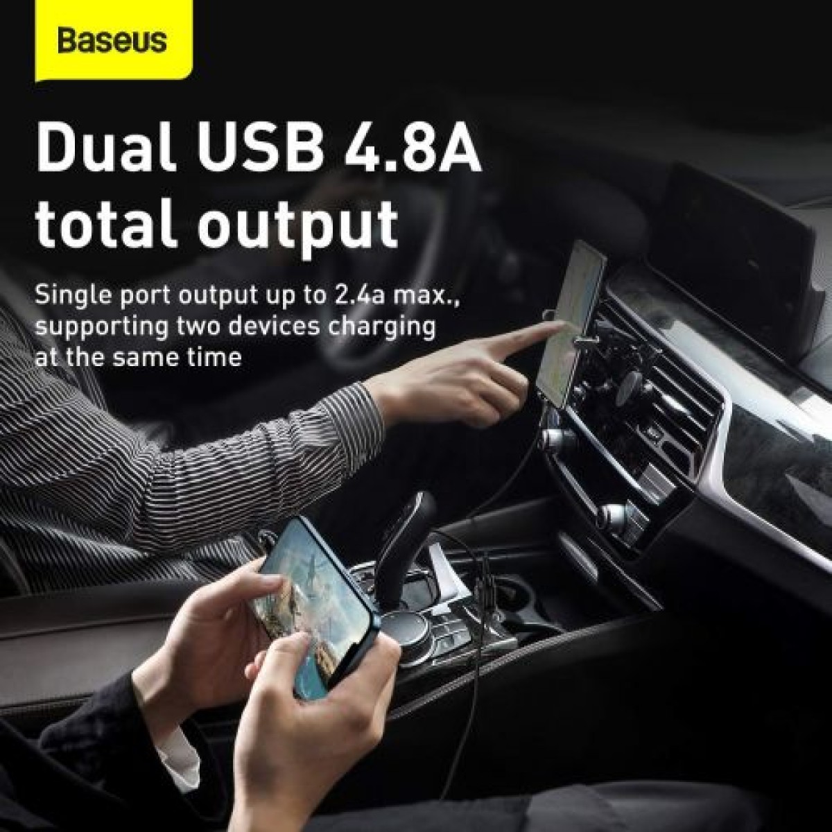 Baseus Car Charger Grain Pro Dual USB 4.8A Μαύρο (CCALLP-01)