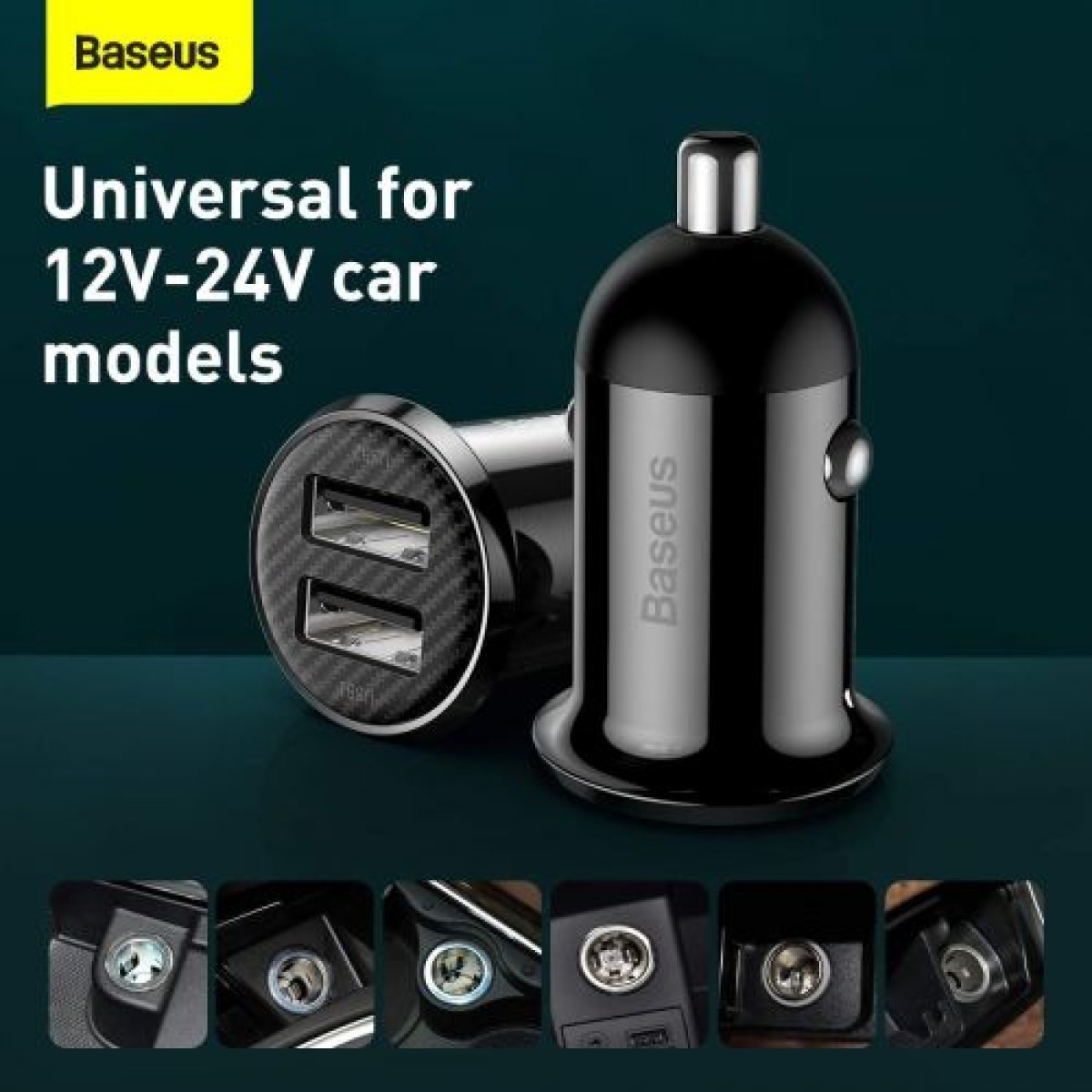 Baseus Car Charger Grain Pro Dual USB 4.8A Μαύρο (CCALLP-01)