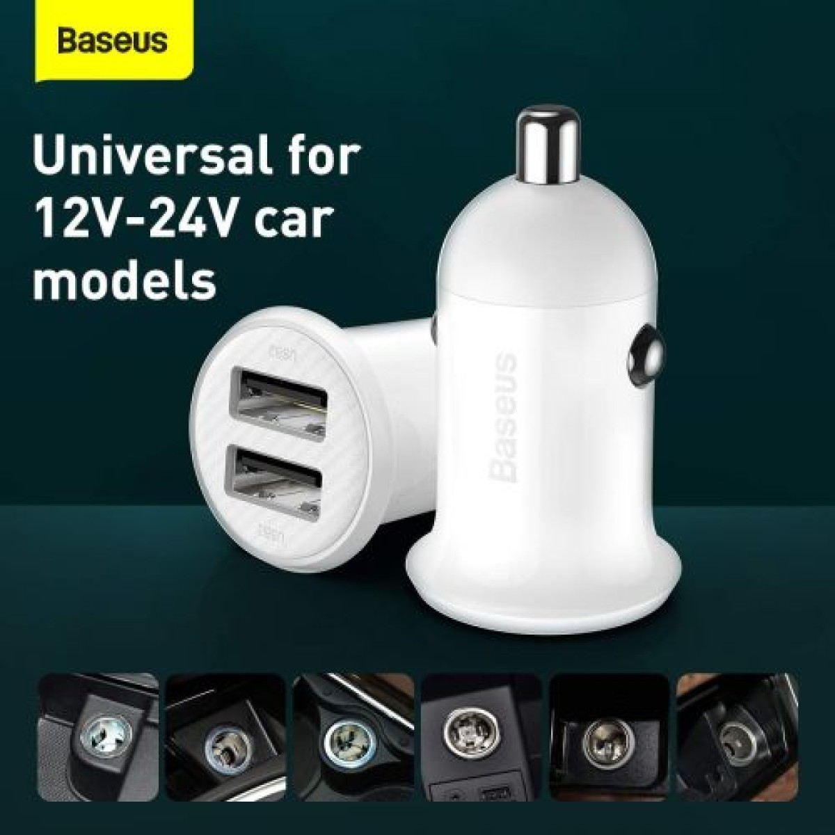 Baseus Car Charger Grain Pro Dual USB 4.8A Λευκό (CCALLP-02)