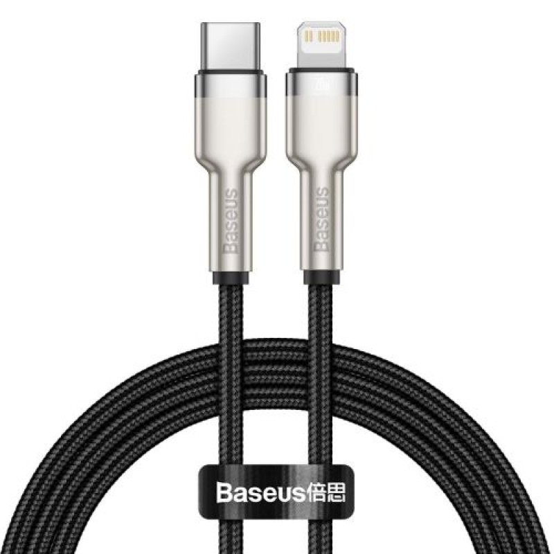 Baseus Type-C - Μεταλλικό καλώδιο δεδομένων σειράς Lightning Cafule PD 20W 1m Μαύρο (CATLJK-A01)