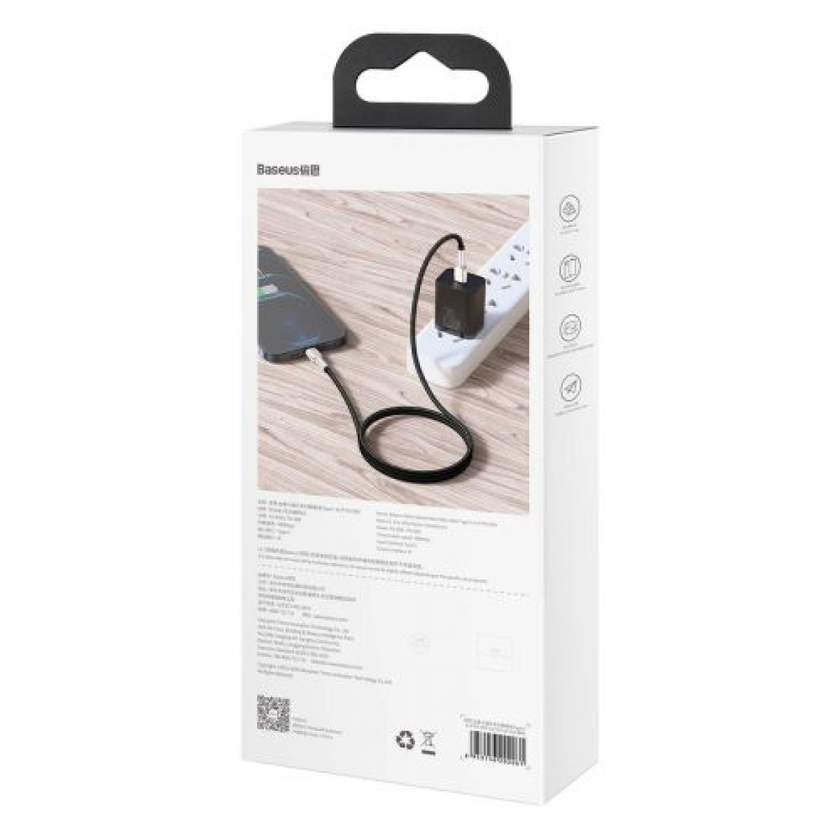 Baseus Type-C - Μεταλλικό καλώδιο δεδομένων σειράς Lightning Cafule PD 20W 1m Μαύρο (CATLJK-A01)