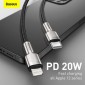 Baseus Type-C - Μεταλλικό καλώδιο δεδομένων σειράς Lightning Cafule PD 20W 1m Μαύρο (CATLJK-A01)