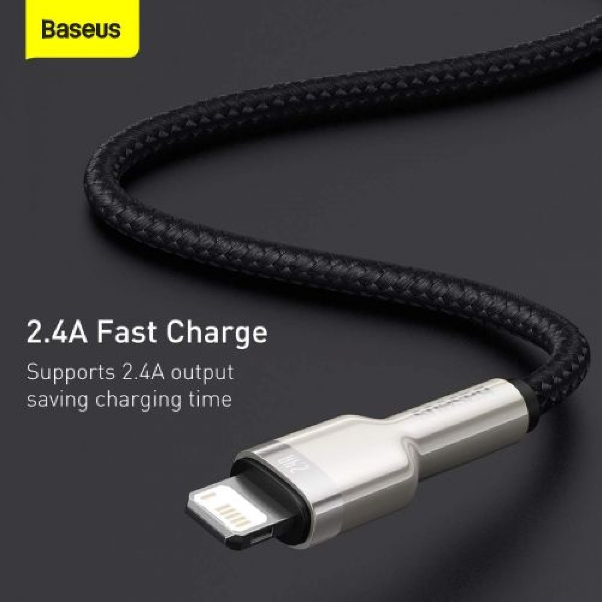 Baseus Lightning Cafule Series Μεταλλικό καλώδιο δεδομένων 2.4A 0.25m Μαύρο