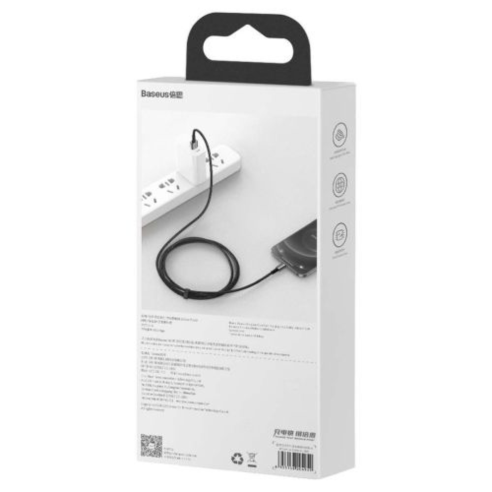 Καλώδιο σειράς Baseus Lightning Tungsten 2.4A, 1m μαύρο (CALWJ-01)