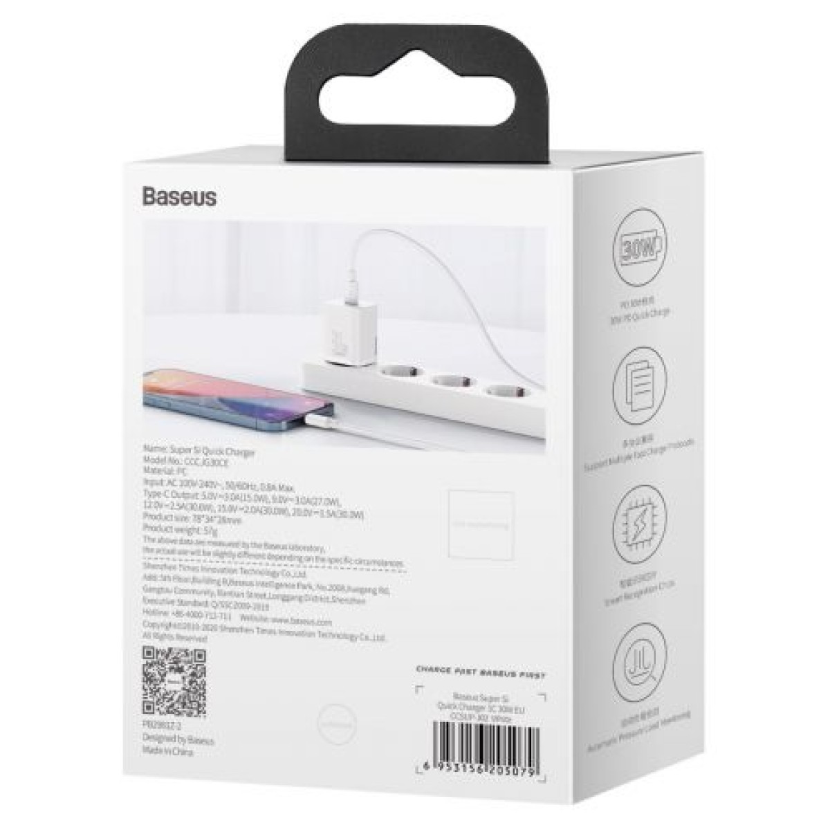 Baseus Travel Charger Super Si 1C Quick Charger PD 30W EU White (CCSUP-J02)