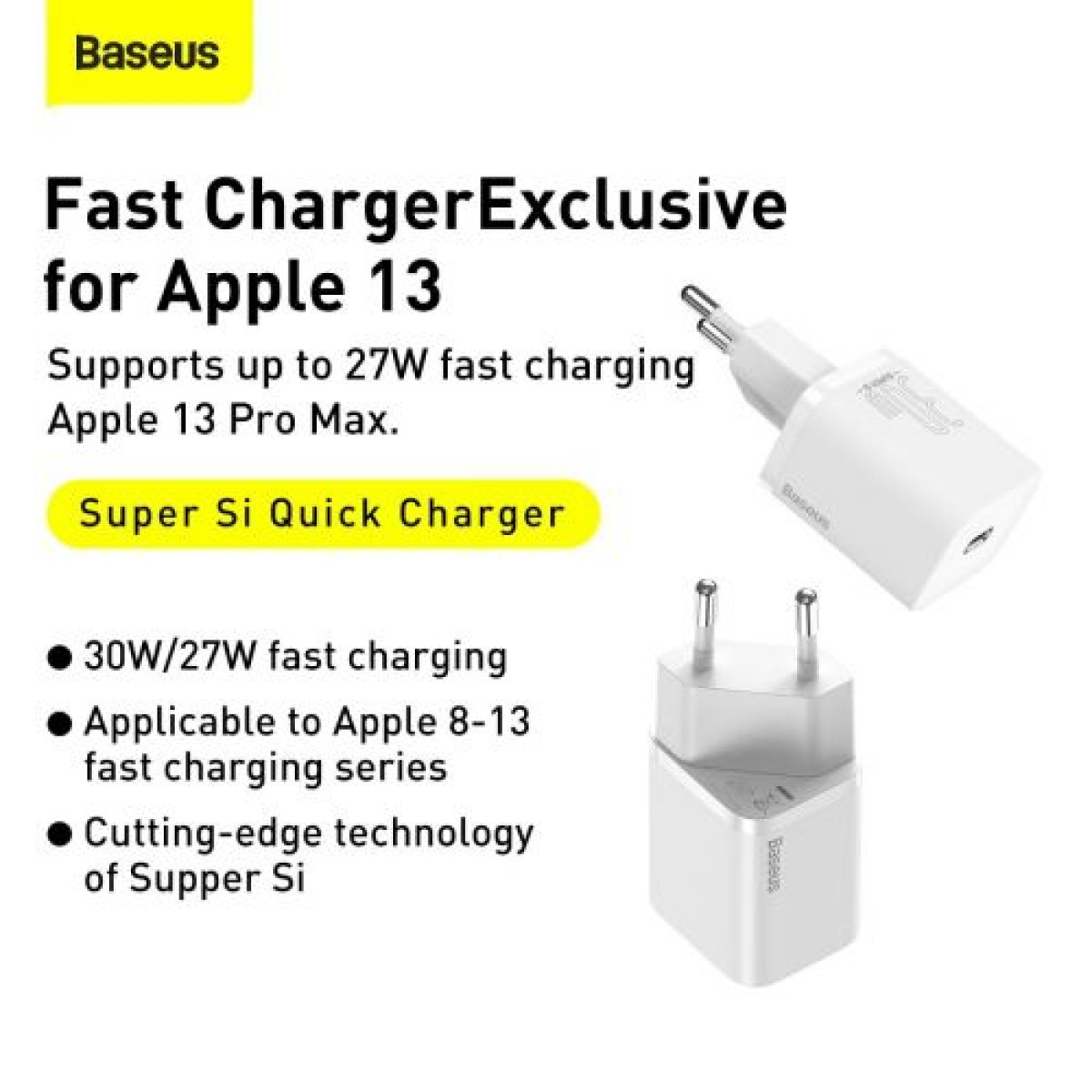 Baseus Travel Charger Super Si 1C Quick Charger PD 30W EU White (CCSUP-J02)