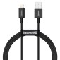 Καλώδιο Baseus Lightning Superior Series, Fast Charging, Data 2.4A, 1m Μαύρο (CALYS-A01)