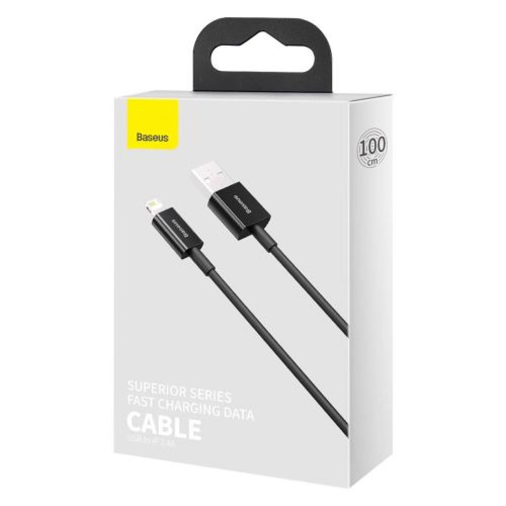 Καλώδιο Baseus Lightning Superior Series, Fast Charging, Data 2.4A, 1m Μαύρο (CALYS-A01)