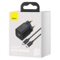 Σετ φορτιστή ταξιδίου Baseus Super Si 1C QC (με Mini μαύρο καλώδιο Type-C έως Type-C 3A 1m) 25W EU Black (TZCCSUP-L01)