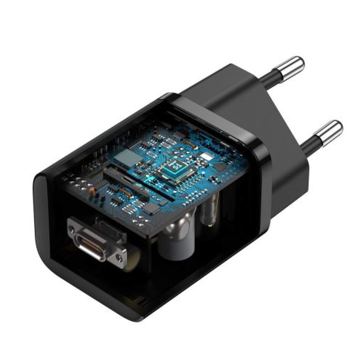 Σετ φορτιστή ταξιδίου Baseus Super Si 1C QC (με Mini μαύρο καλώδιο Type-C έως Type-C 3A 1m) 25W EU Black (TZCCSUP-L01)