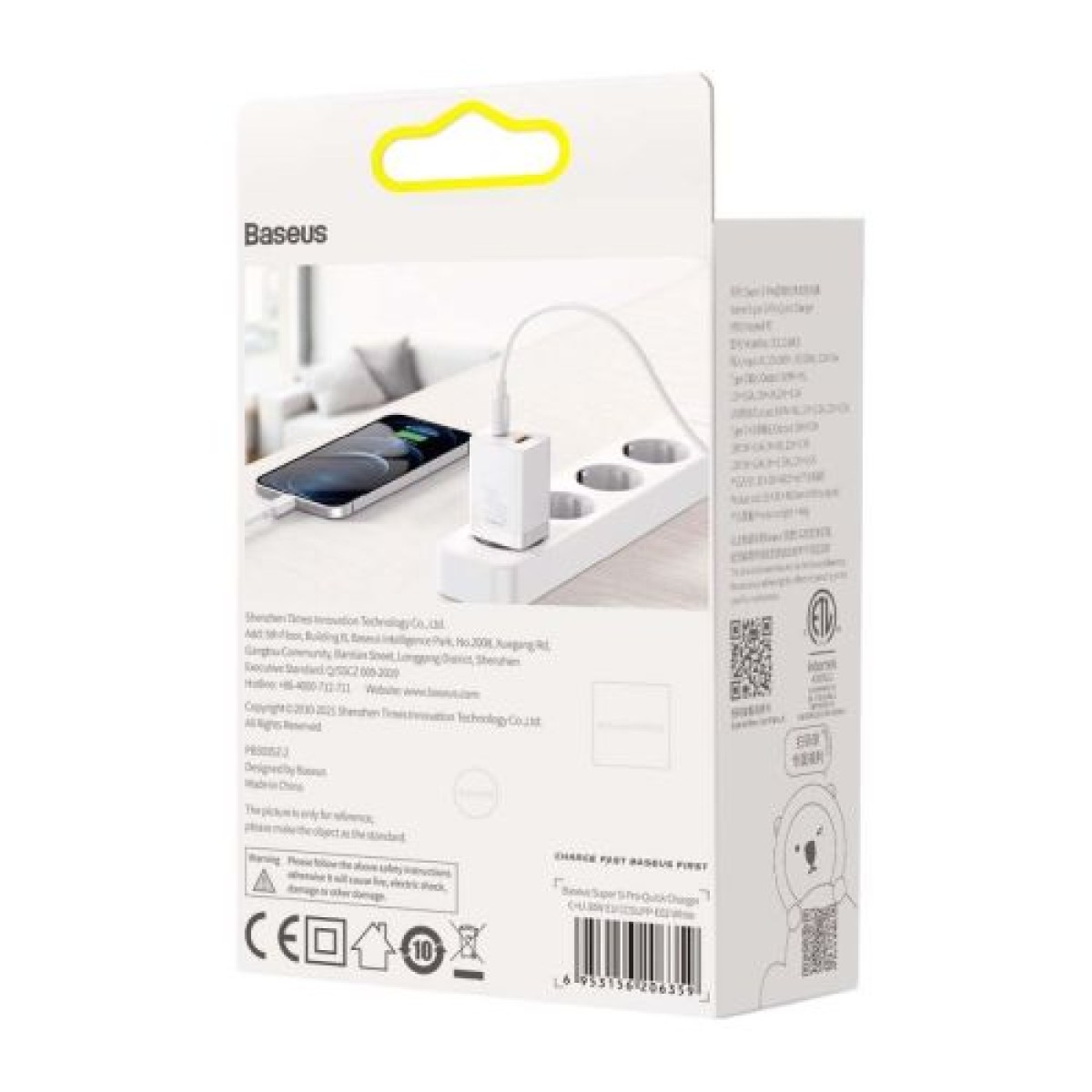 Baseus Travel Charger Super Si Pro mini Fast Charger, C+U, PD 3.0, QC 3.0 30W EU White (CCSUPP-E02)