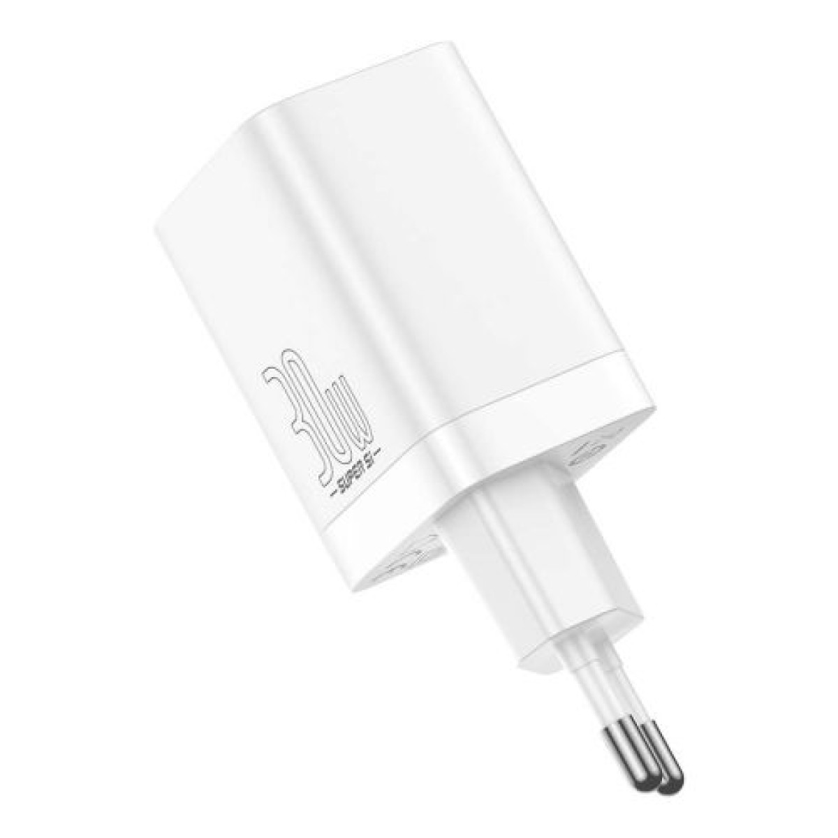 Baseus Travel Charger Super Si Pro mini Fast Charger, C+U, PD 3.0, QC 3.0 30W EU White (CCSUPP-E02)