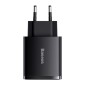 Baseus Travel Charger Compact Quick Charger U+U+C PD3.0, QC 3.0 30W EU Black (CCXJ-E01)