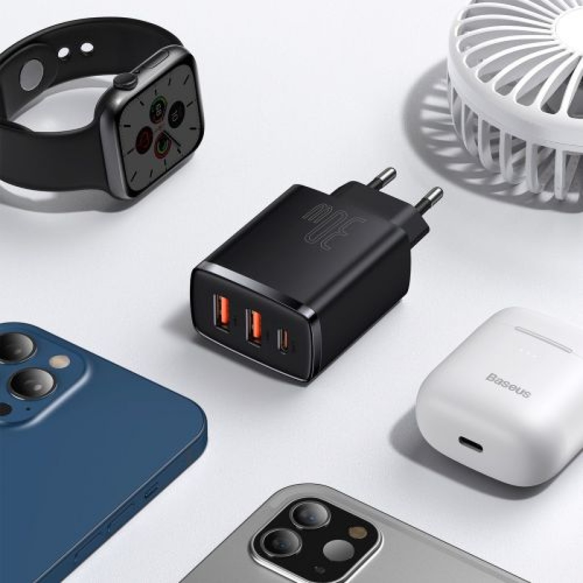 Baseus Travel Charger Compact Quick Charger U+U+C PD3.0, QC 3.0 30W EU Black (CCXJ-E01)