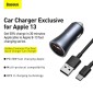 Baseus Car Charger Golden Contactor Pro Dual Quick Charger U+C, PD 3.0, QC 4+, SCP FCP AFC (With Type-C - Lightning 1m Black) 40W Σκούρο Γκρι (TZCCJD-B0G)