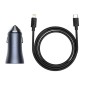 Baseus Car Charger Golden Contactor Pro Dual Quick Charger U+C, PD 3.0, QC 4+, SCP FCP AFC (With Type-C - Lightning 1m Black) 40W Σκούρο Γκρι (TZCCJD-B0G)