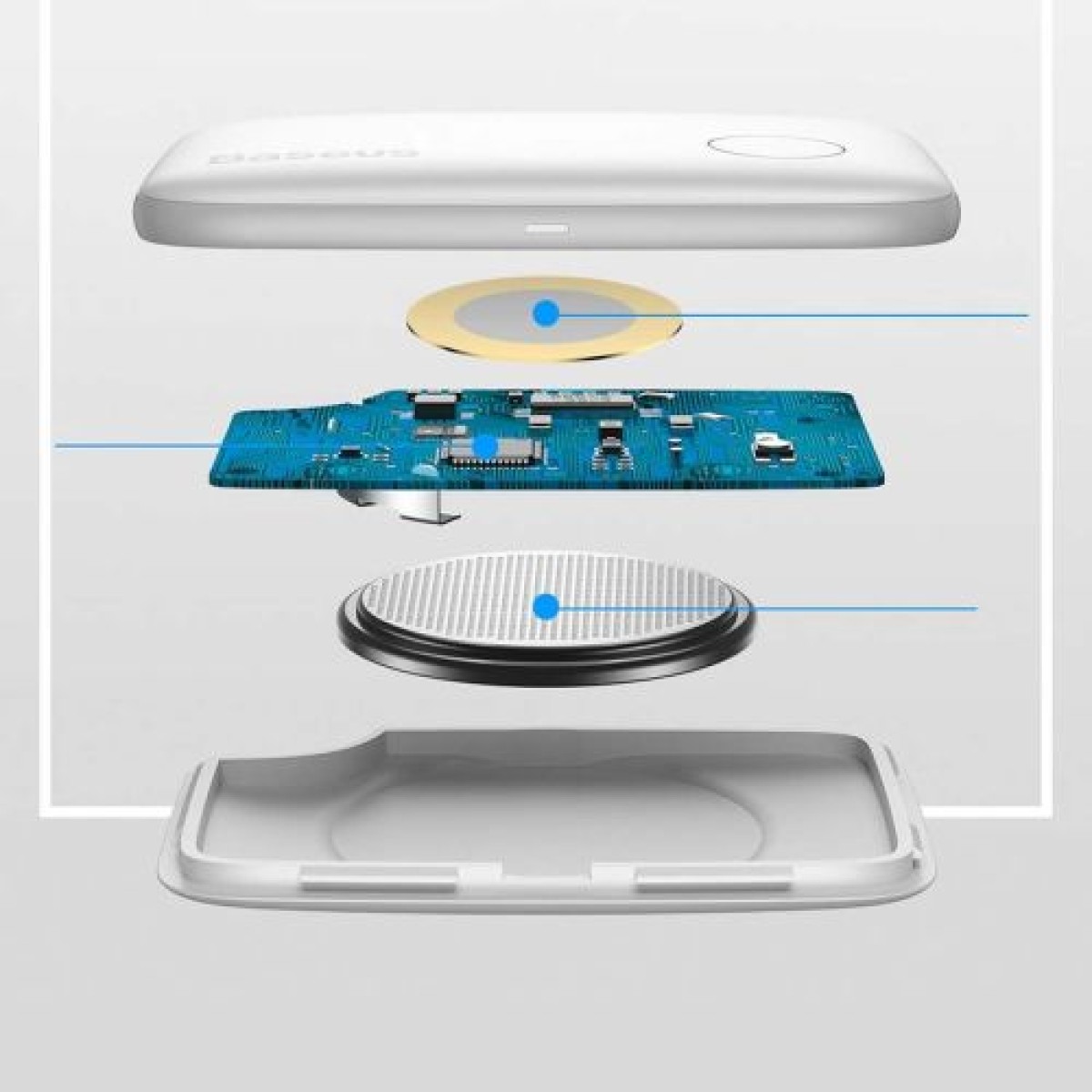 Μίνι ασύρματο κλειδί Baseus Home Intelligent T2 μπρελόκ και άλλος ανιχνευτής αντικειμένων λευκό (ZLFDQT2-02)