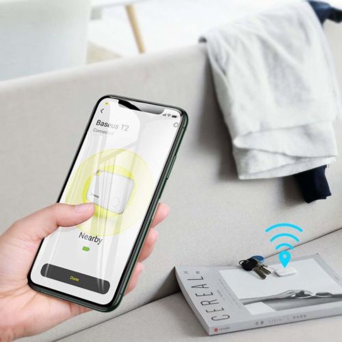 Μίνι ασύρματο κλειδί Baseus Home Intelligent T2 μπρελόκ και άλλος ανιχνευτής αντικειμένων λευκό (ZLFDQT2-02)