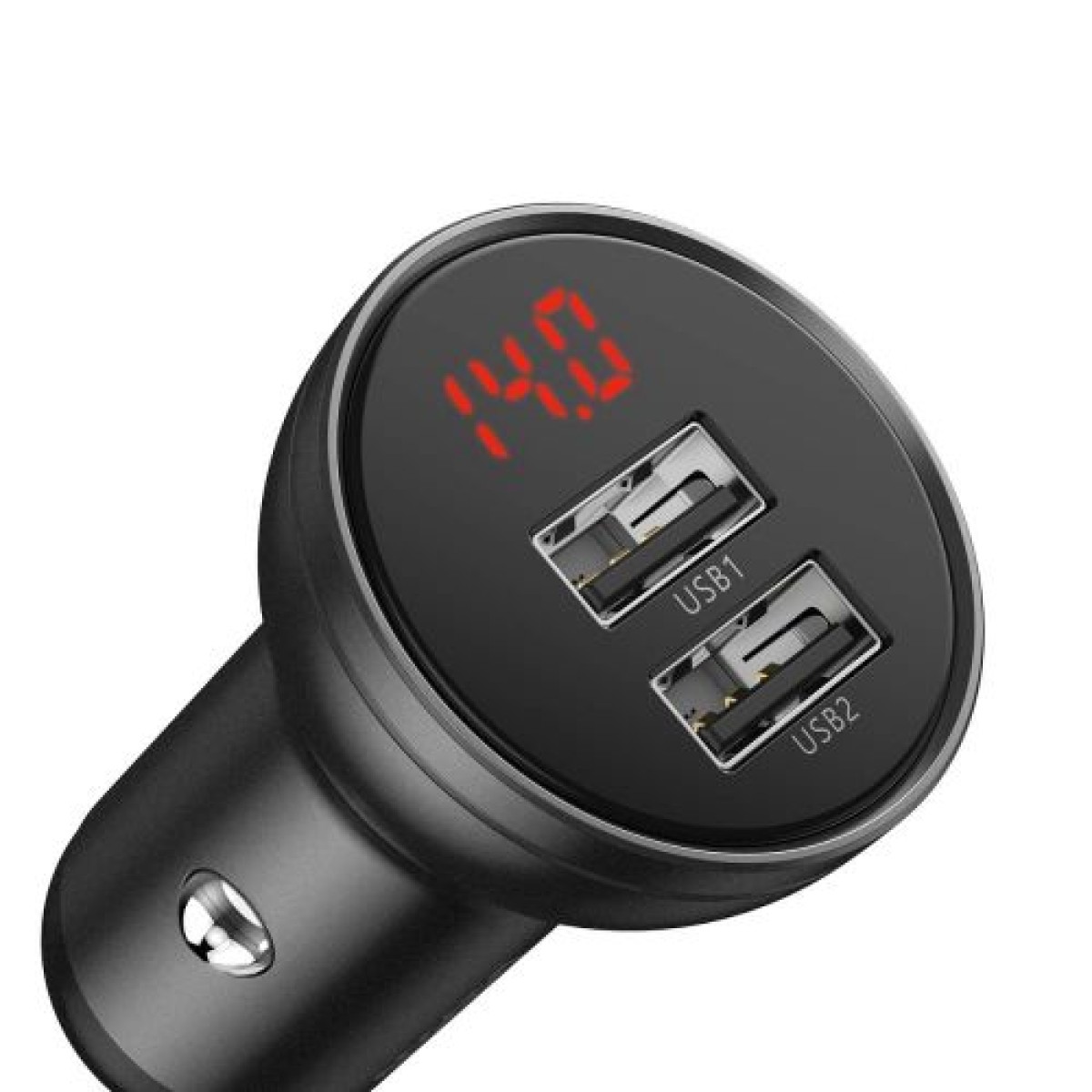 Baseus Charger Car Digital Display 2xUSB with 3-in-1 Cable 1,2m, 24W 4,8A, Black/Gray (TZCCBX-0G)